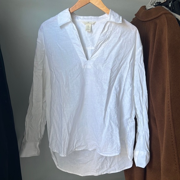 NWOT White H&M Linen-blend Tunic - Picture 1 of 2